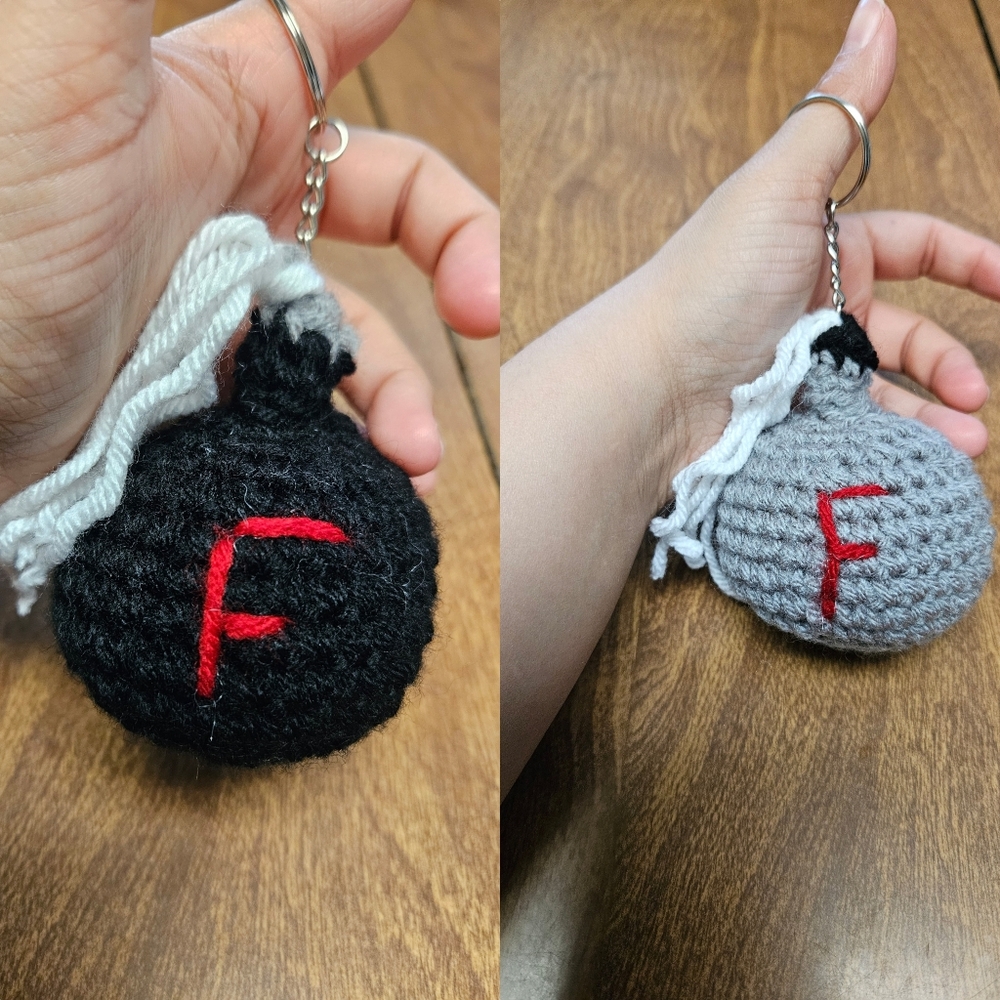 Pick one color crochet f bomb keychain